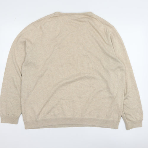 Jasper Conran Men’s Beige V-Neck Cotton Cashmere Jumper XL