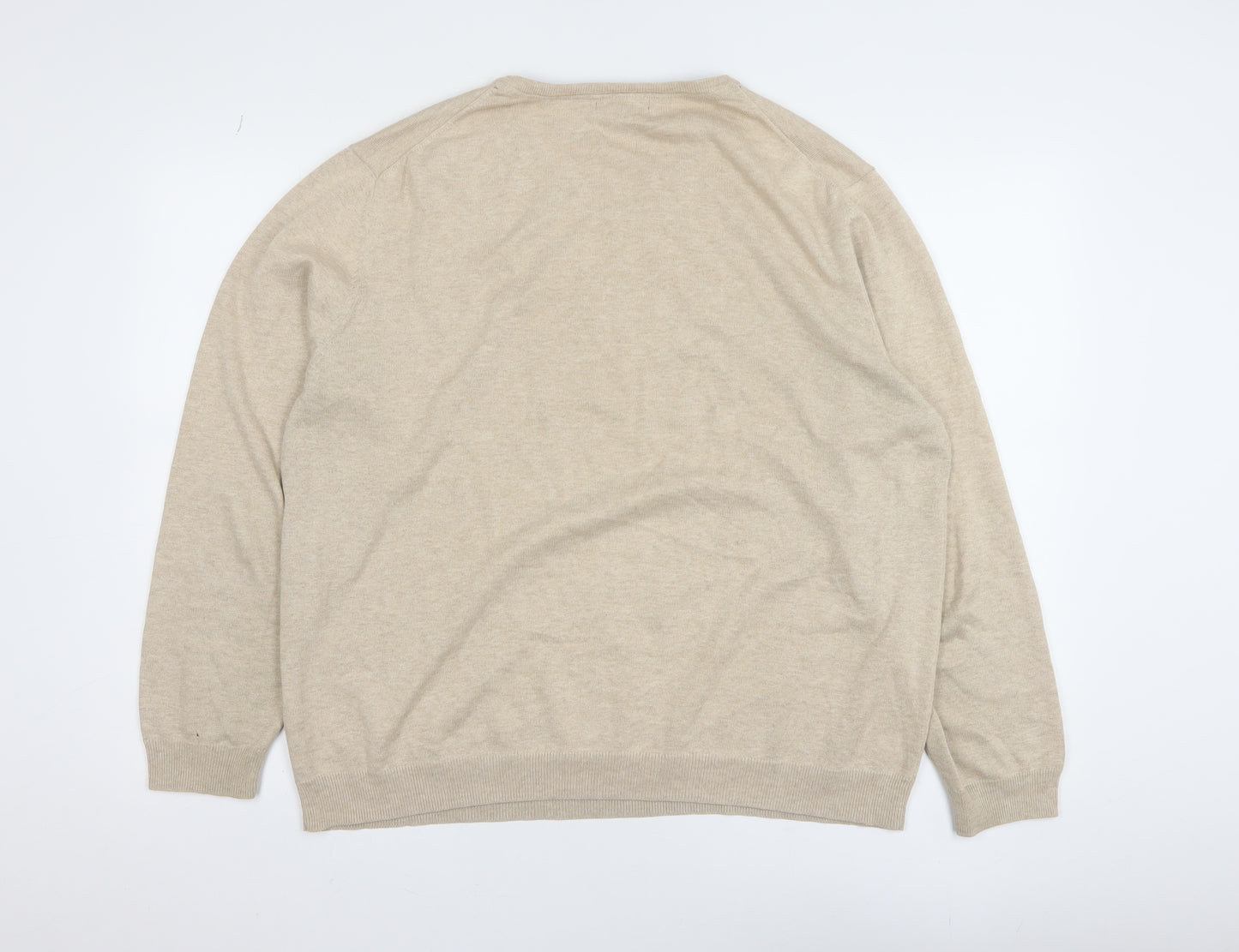 Jasper Conran Men’s Beige V-Neck Cotton Cashmere Jumper XL