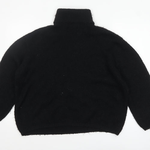 ASOS DESIGN Women's Black Roll Neck Chunky-Knit Jumper Size S