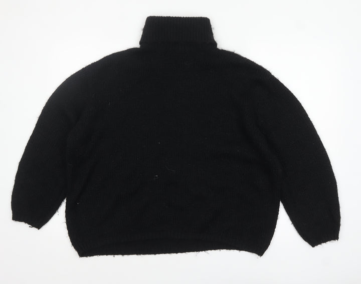 ASOS DESIGN Women's Black Roll Neck Chunky-Knit Jumper Size S
