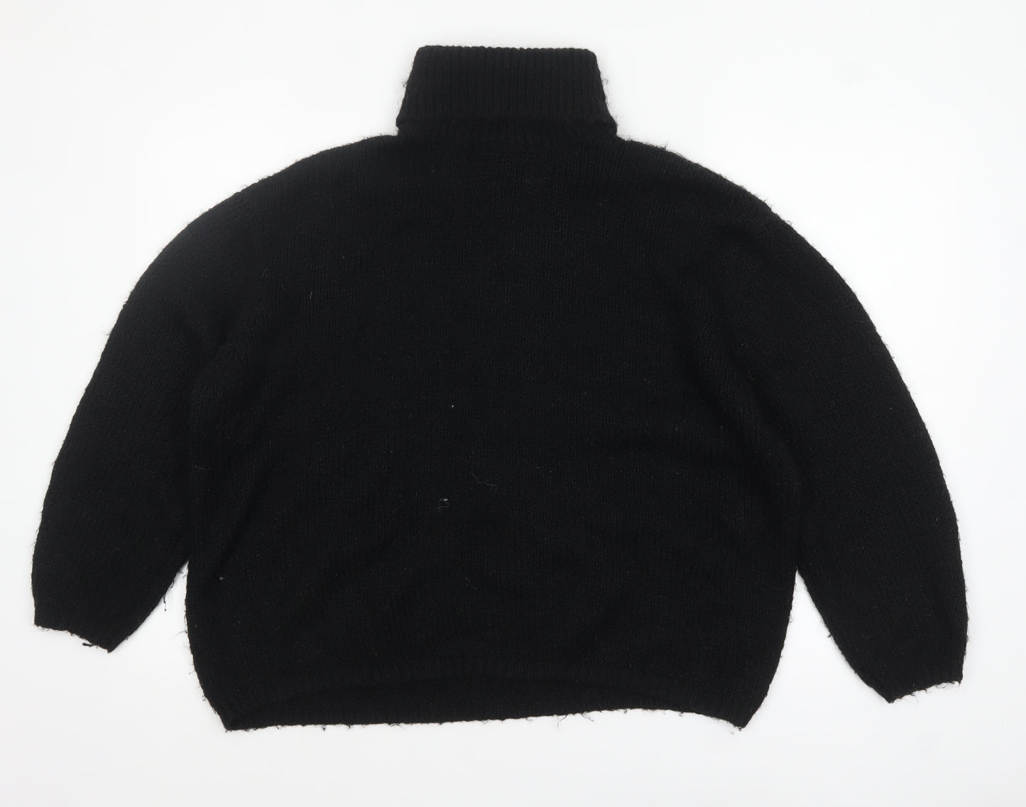 ASOS DESIGN Women's Black Roll Neck Chunky-Knit Jumper Size S