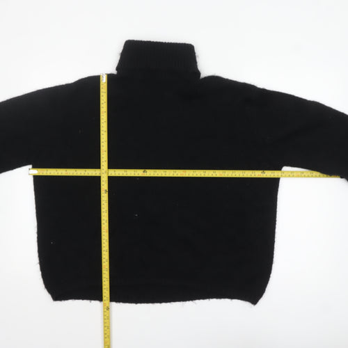 ASOS DESIGN Women's Black Roll Neck Chunky-Knit Jumper Size S