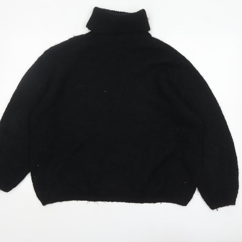 ASOS DESIGN Women's Black Roll Neck Chunky-Knit Jumper Size S