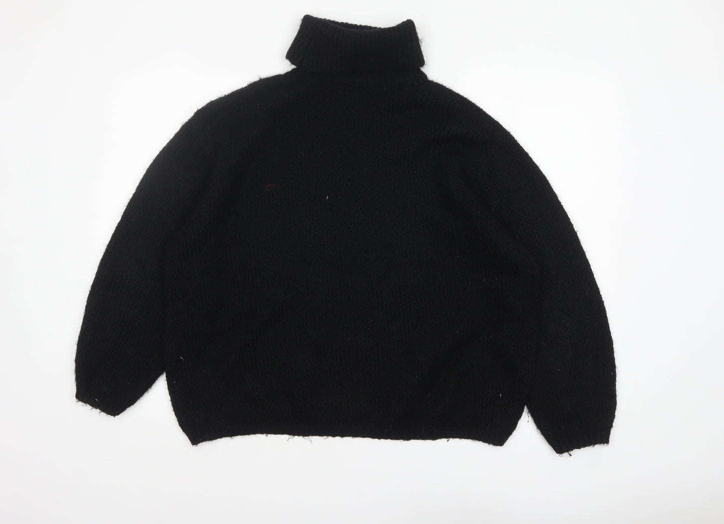ASOS DESIGN Women's Black Roll Neck Chunky-Knit Jumper Size S