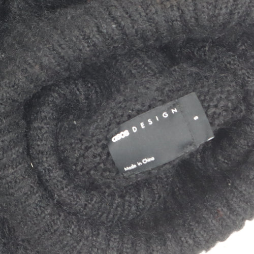 ASOS DESIGN Women's Black Roll Neck Chunky-Knit Jumper Size S