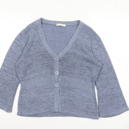 Marks and Spencer Women Blue Knit Cardigan UK 12 V-Neck Lightweight