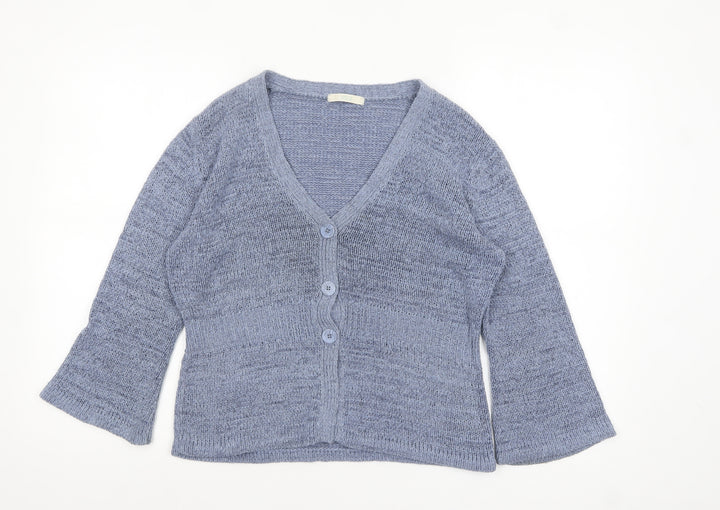 Marks and Spencer Women Blue Knit Cardigan UK 12 V-Neck Lightweight