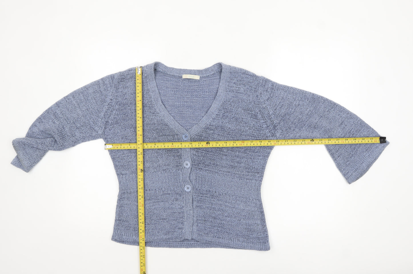 Marks and Spencer Women Blue Knit Cardigan UK 12 V-Neck Lightweight