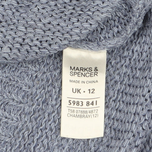 Marks and Spencer Women Blue Knit Cardigan UK 12 V-Neck Lightweight