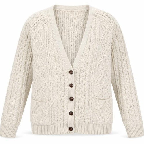 Topshop Women’s Ivory Cable Knit Cardigan UK 6 Long Sleeve V-Neck