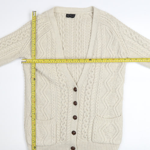 Topshop Women’s Ivory Cable Knit Cardigan UK 6 Long Sleeve V-Neck