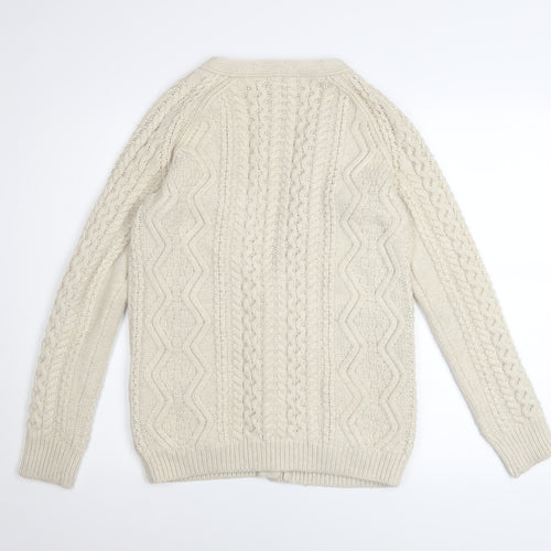 Topshop Women’s Ivory Cable Knit Cardigan UK 6 Long Sleeve V-Neck