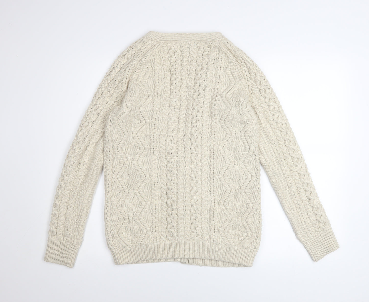 Topshop Women’s Ivory Cable Knit Cardigan UK 6 Long Sleeve V-Neck