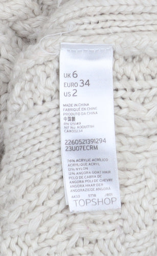 Topshop Women’s Ivory Cable Knit Cardigan UK 6 Long Sleeve V-Neck