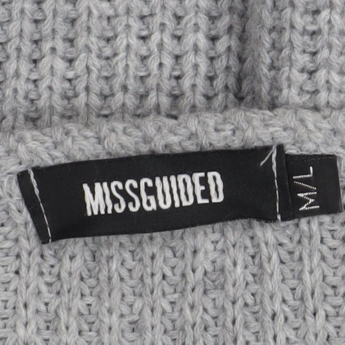Missguided Women Grey Chunky Knit Boat Neck Pullover Jumper M/L