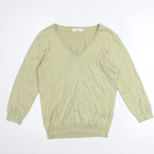 Marks and Spencer Women’s Green V-Neck Long Sleeve Jumper Size 14