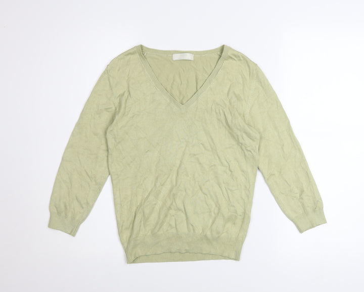 Marks and Spencer Women’s Green V-Neck Long Sleeve Jumper Size 14