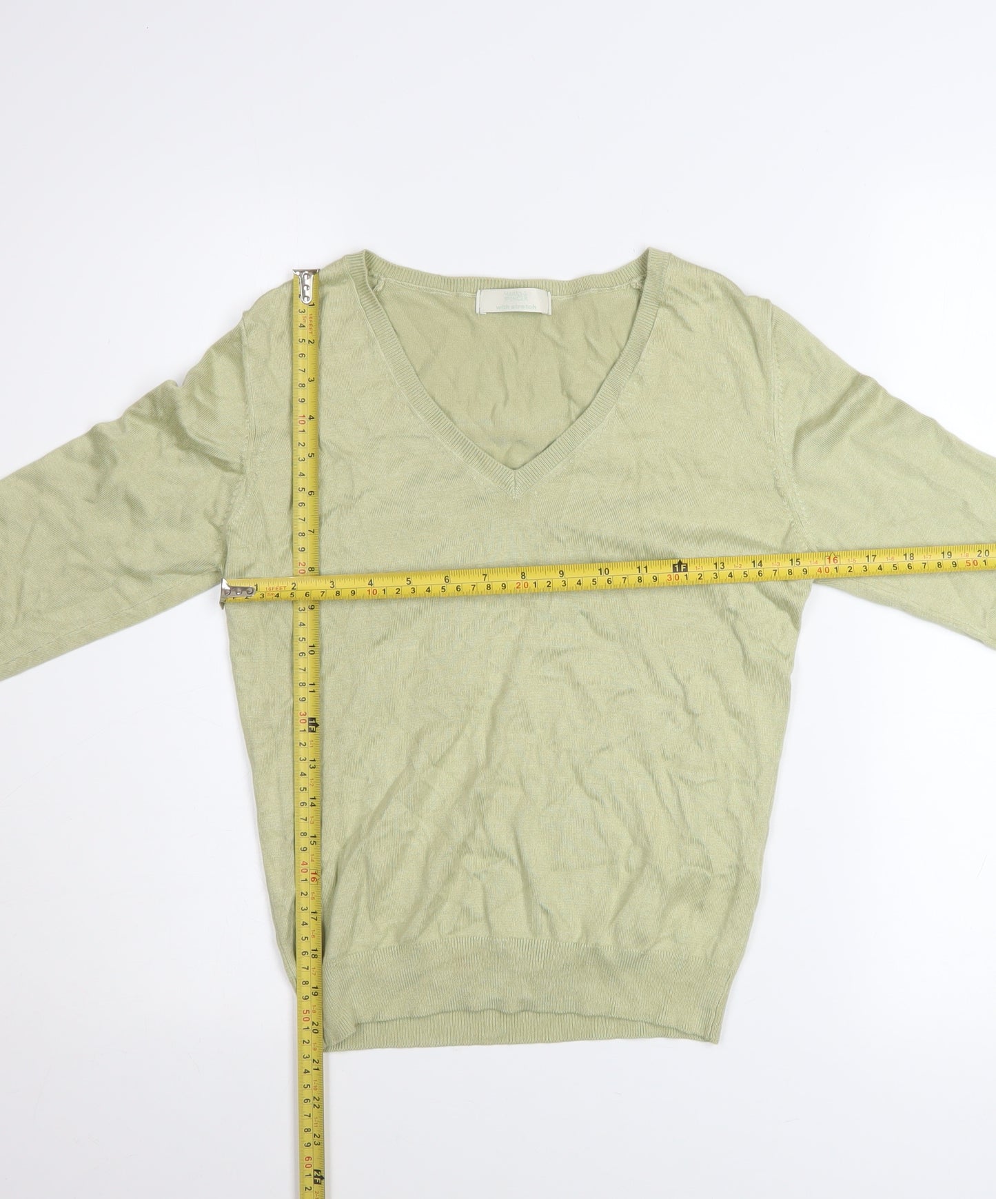 Marks and Spencer Women’s Green V-Neck Long Sleeve Jumper Size 14