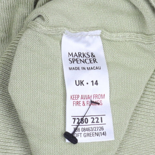 Marks and Spencer Women’s Green V-Neck Long Sleeve Jumper Size 14