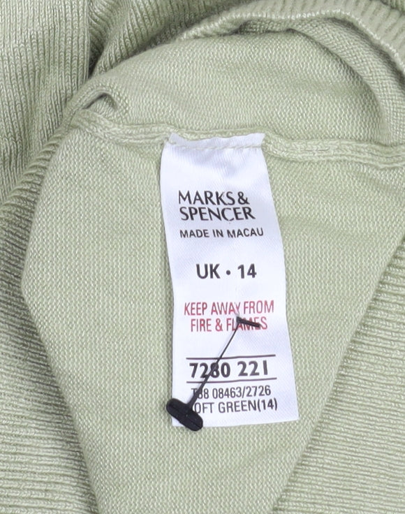 Marks and Spencer Women’s Green V-Neck Long Sleeve Jumper Size 14
