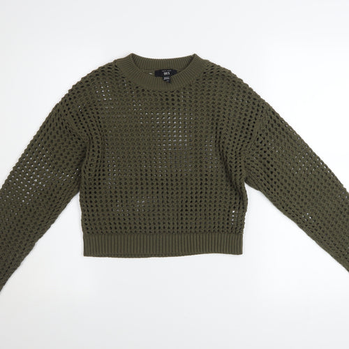 New Look Girls Green Knit Pullover Jumper Age 10-11 Years Acrylic Crew Neck