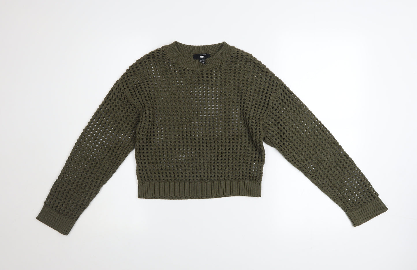 New Look Girls Green Knit Pullover Jumper Age 10-11 Years Acrylic Crew Neck