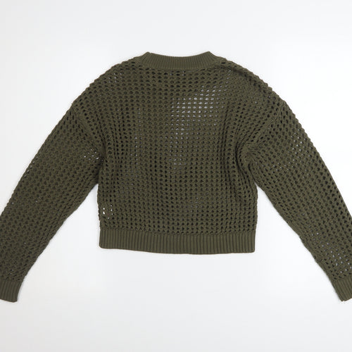 New Look Girls Green Knit Pullover Jumper Age 10-11 Years Acrylic Crew Neck