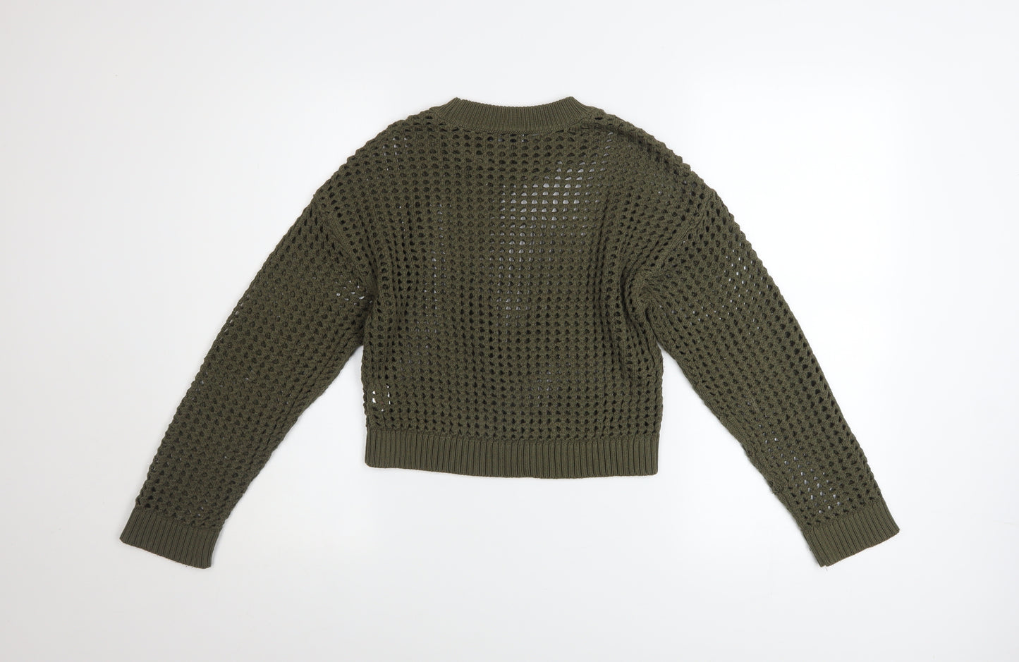 New Look Girls Green Knit Pullover Jumper Age 10-11 Years Acrylic Crew Neck