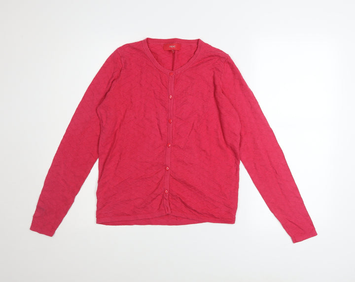 Next Womens Pink Knit Button Cardigan Size 10 Long Sleeve