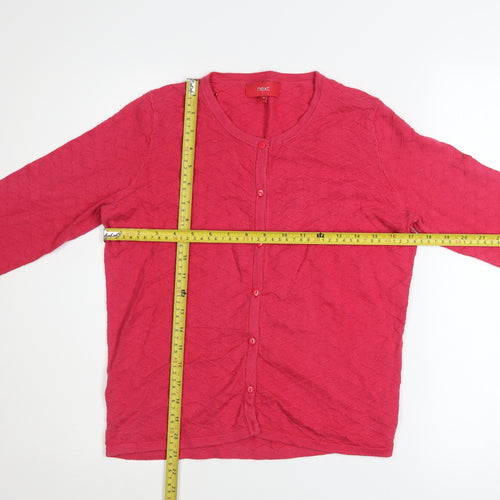 Next Womens Pink Knit Button Cardigan Size 10 Long Sleeve