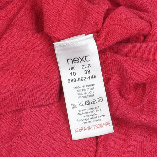 Next Womens Pink Knit Button Cardigan Size 10 Long Sleeve