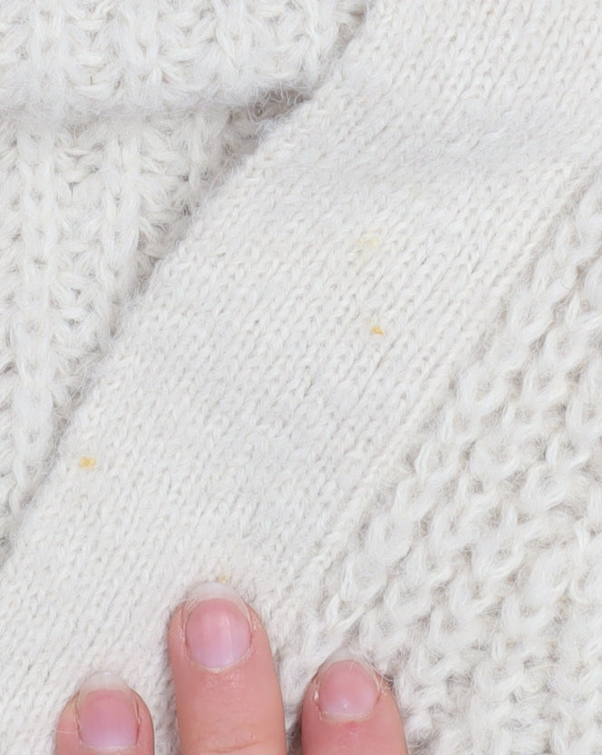 Nutmeg Women Beige Size 14 Chunky-Knit Button Cardigan