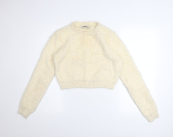 House of London Women's Ivory Fluffy Pullover Jumper Size S