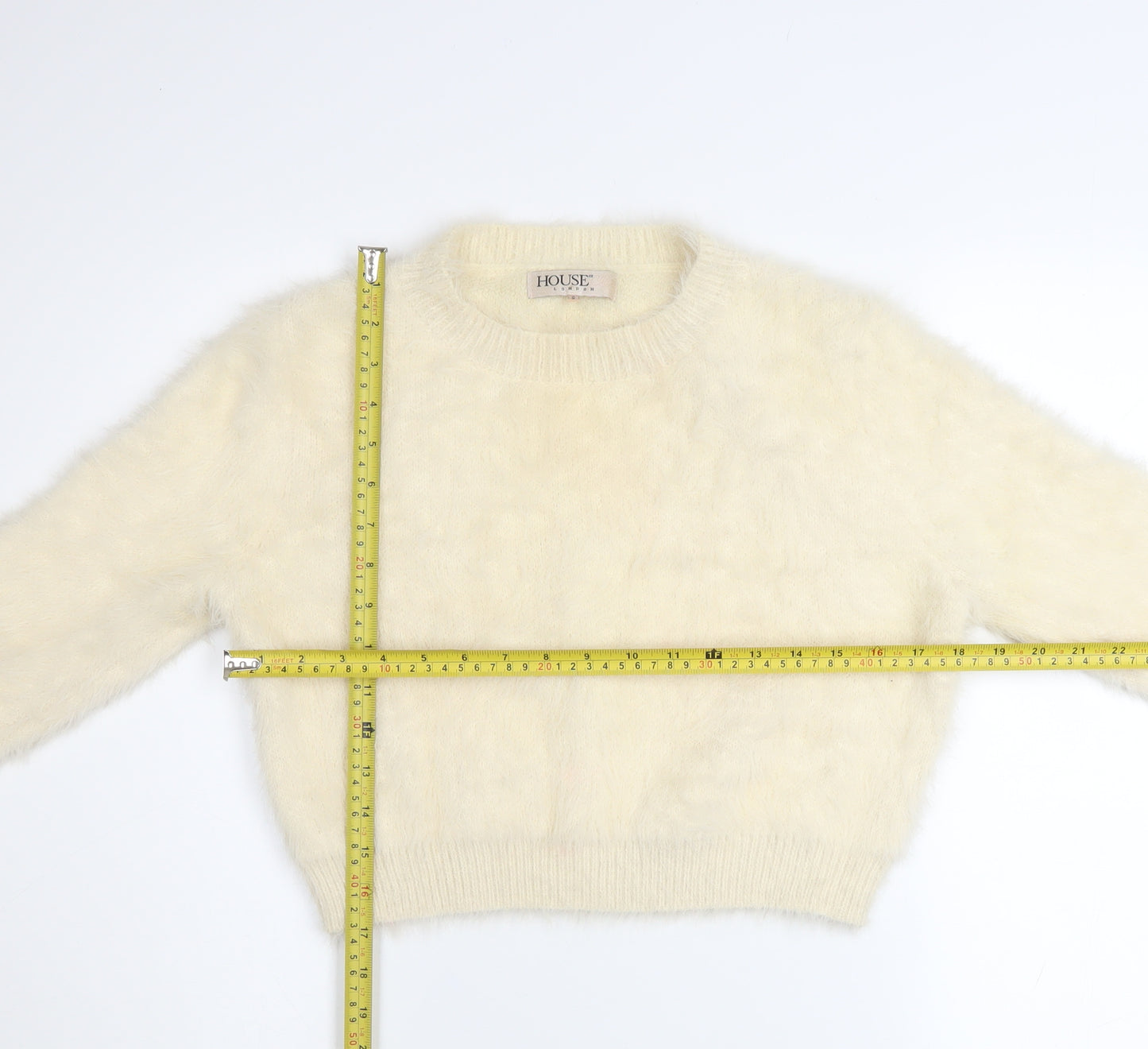 House of London Women's Ivory Fluffy Pullover Jumper Size S