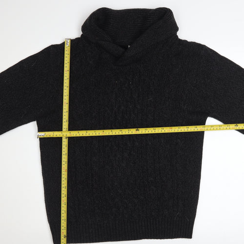 A&W85 Men's Black Cable-Knit Roll Neck Pullover Jumper Size M