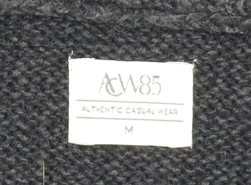 A&W85 Men's Black Cable-Knit Roll Neck Pullover Jumper Size M