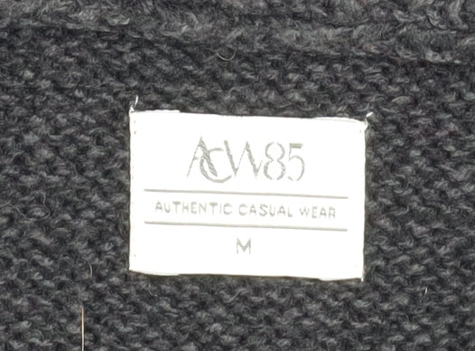 A&W85 Men's Black Cable-Knit Roll Neck Pullover Jumper Size M