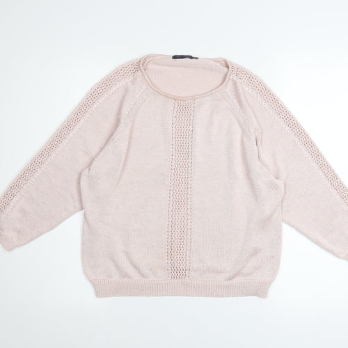 Marks and Spencer Women’s Pink Open Knit Raglan Jumper Size 14