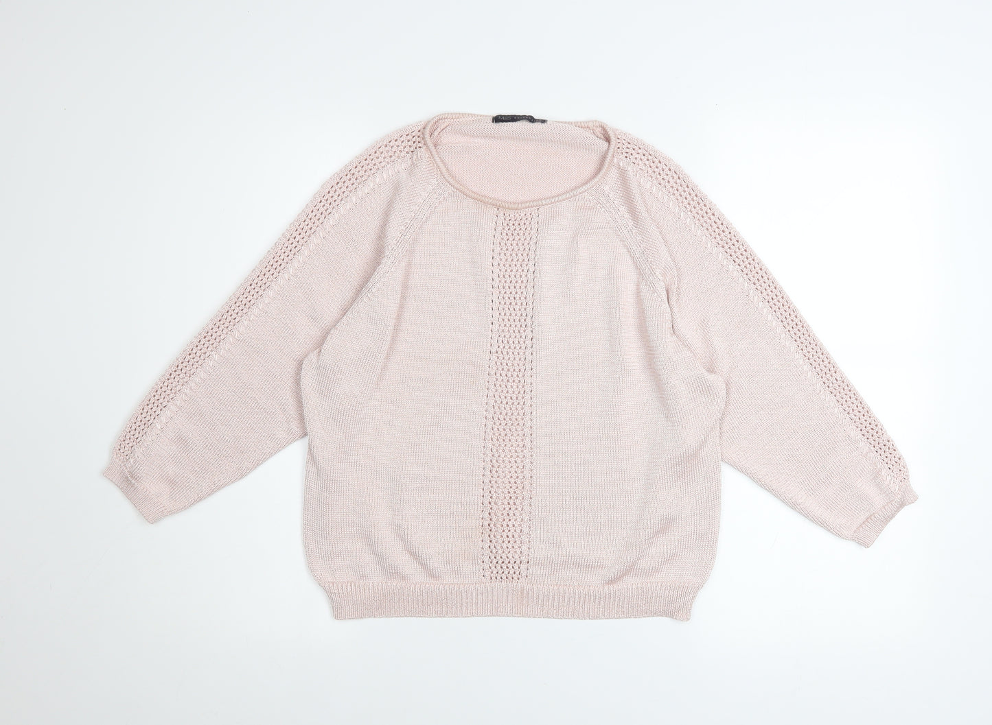 Marks and Spencer Women’s Pink Open Knit Raglan Jumper Size 14