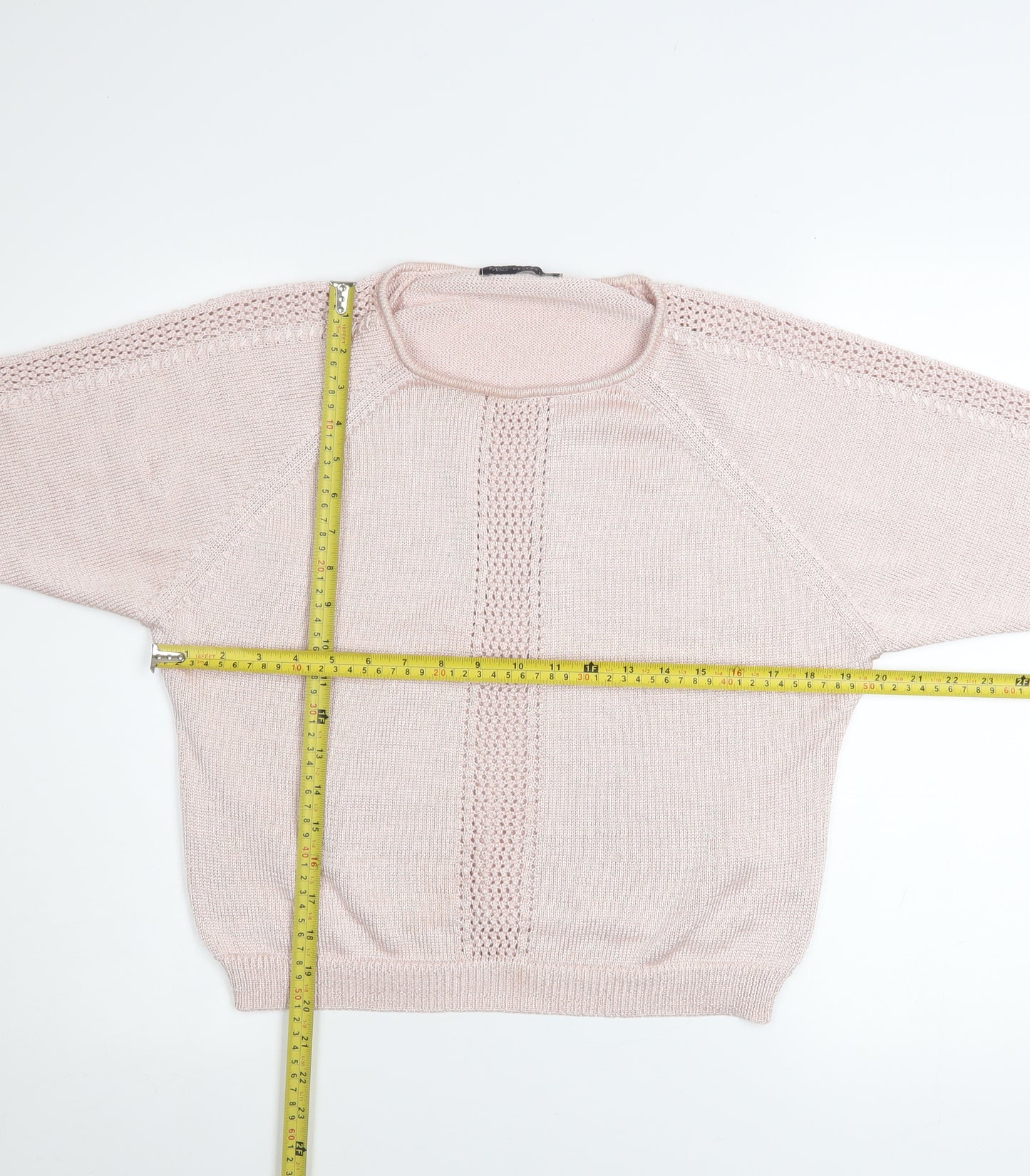 Marks and Spencer Women’s Pink Open Knit Raglan Jumper Size 14