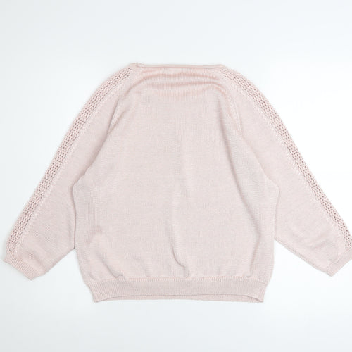 Marks and Spencer Women’s Pink Open Knit Raglan Jumper Size 14