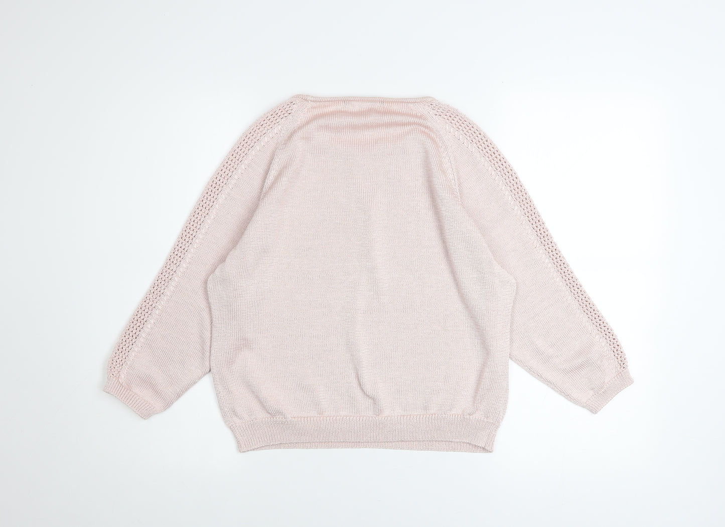 Marks and Spencer Women’s Pink Open Knit Raglan Jumper Size 14