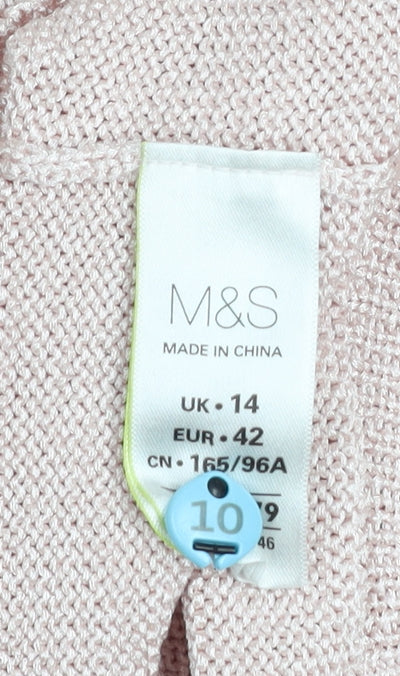 Marks and Spencer Women’s Pink Open Knit Raglan Jumper Size 14
