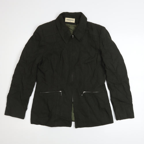 Ambience Women’s Black Zip Jacket Size 12 Classic Lined Style