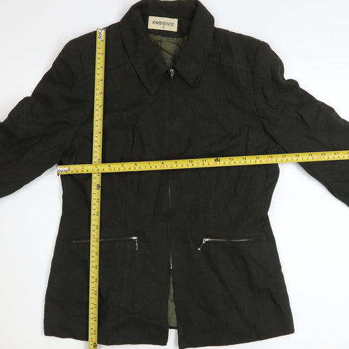 Ambience Women’s Black Zip Jacket Size 12 Classic Lined Style
