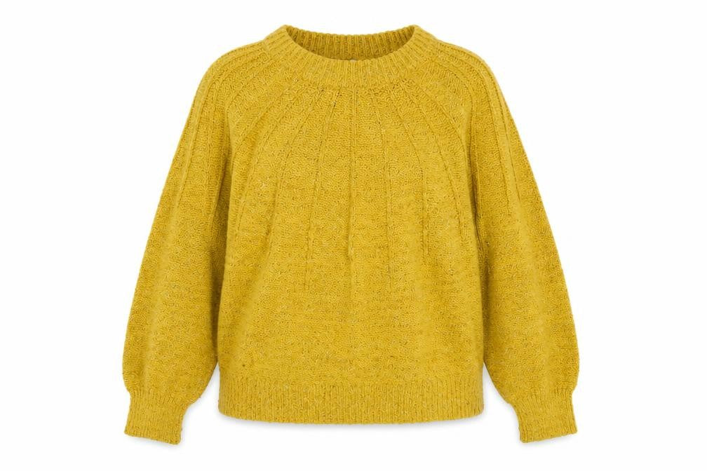Front view of Papaya Women’s Yellow Chunky Knit jumper, size L