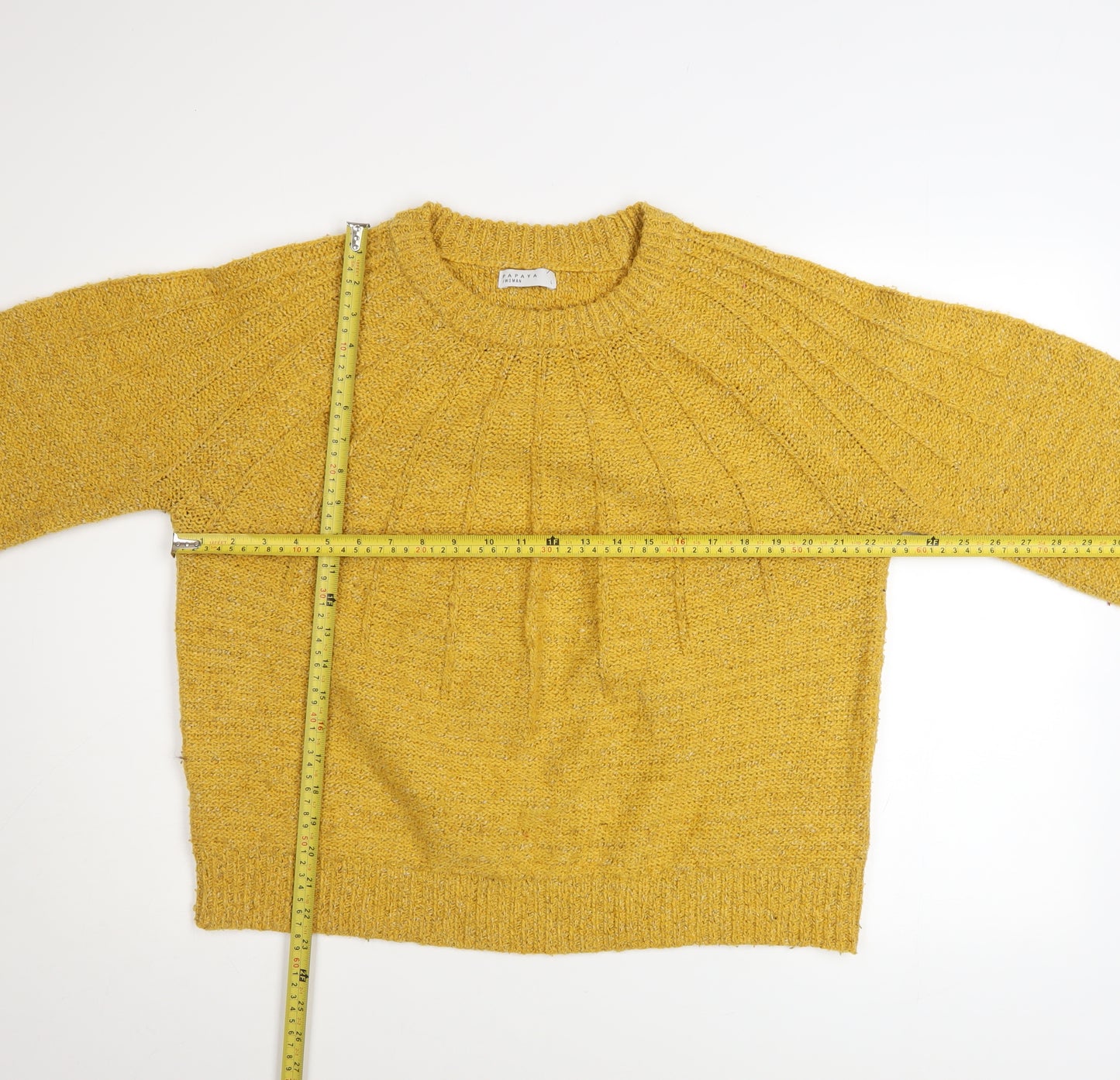 Papaya Women’s Yellow Chunky Knit Pullover Jumper Size L
