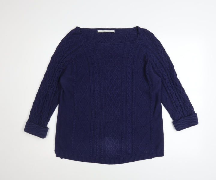TRU Collection Women's Blue Cotton Cable-Knit Jumper Size L