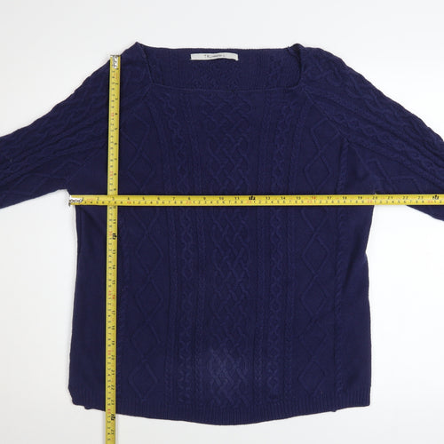 TRU Collection Women's Blue Cotton Cable-Knit Jumper Size L