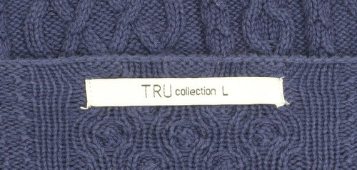 TRU Collection Women's Blue Cotton Cable-Knit Jumper Size L